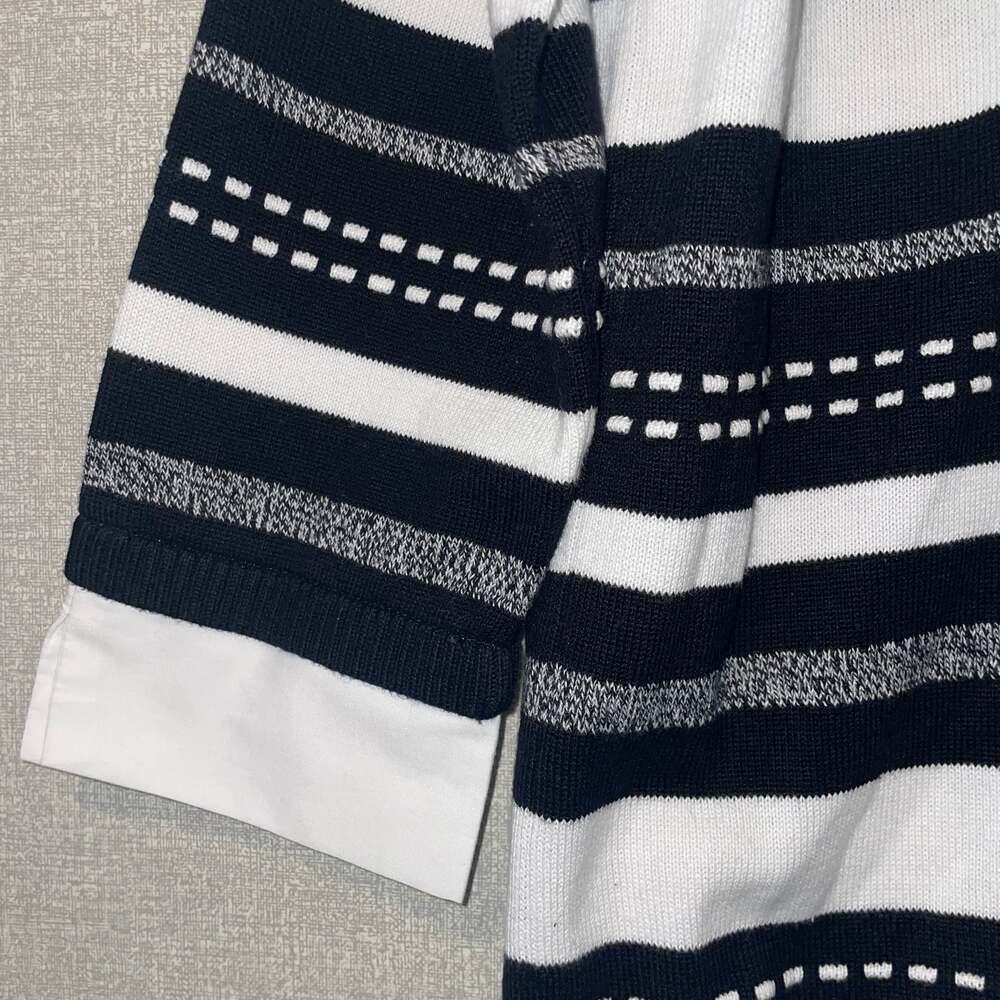 Alfred Dunner Petite World Traveler Striped Pullover Sweater Two in One - Picture 3 of 3